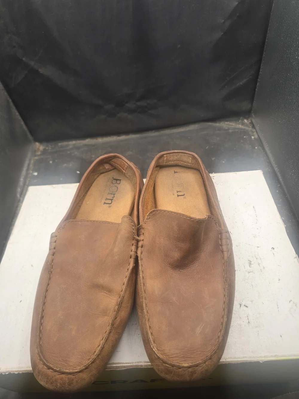 Born Men's Tan Leather Slip-On Loafers